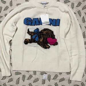Women’s Ganni lovey Puppy wool sweater size small